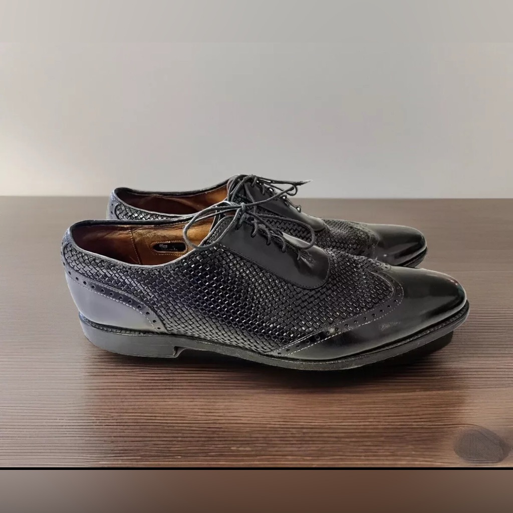 Allen Edmonds Hampstead Men’s Black Woven Wingtip Oxford Shoes Size 12b - 1908